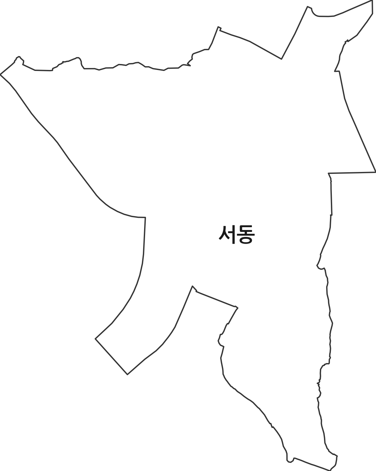 울산광역시 중구 서동 법정동 행정구역 경계 지도