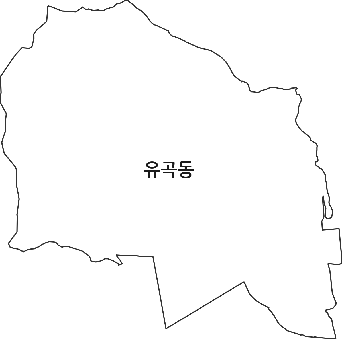 울산광역시 중구 유곡동 법정동 행정구역 경계 지도