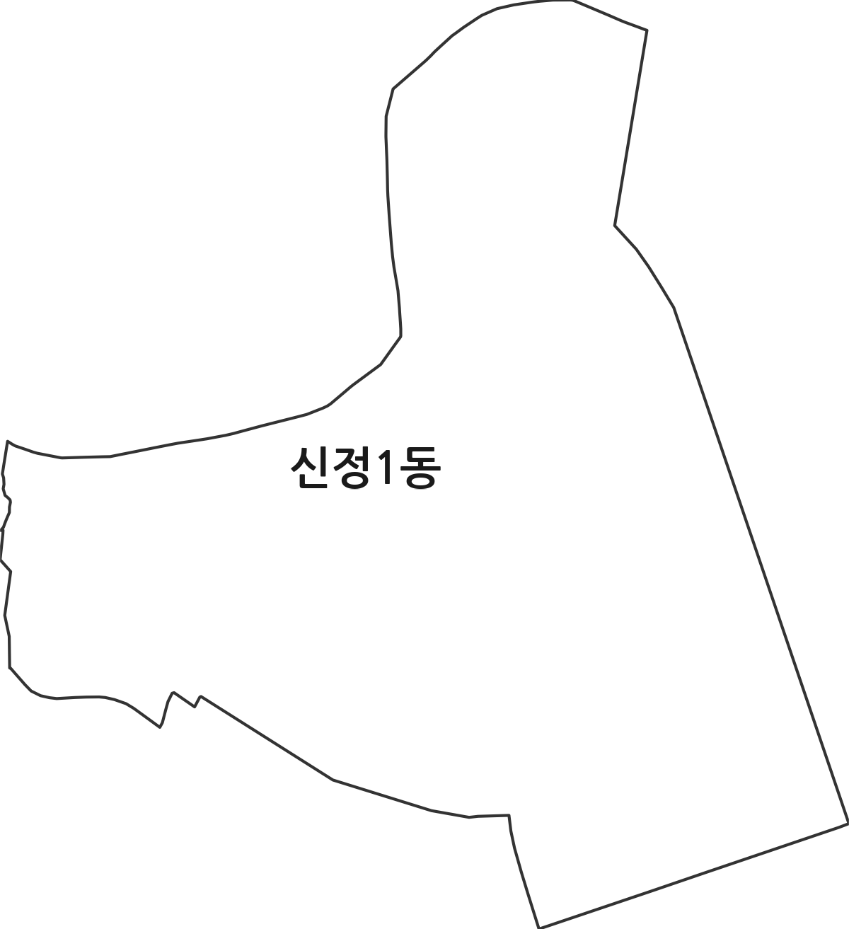 울산광역시 남구 신정1동 행정동 행정구역 경계 지도