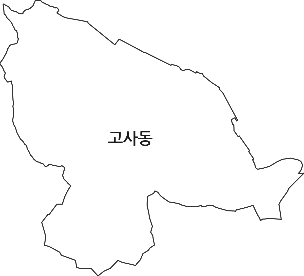 울산광역시 남구 고사동 법정동 행정구역 경계 지도