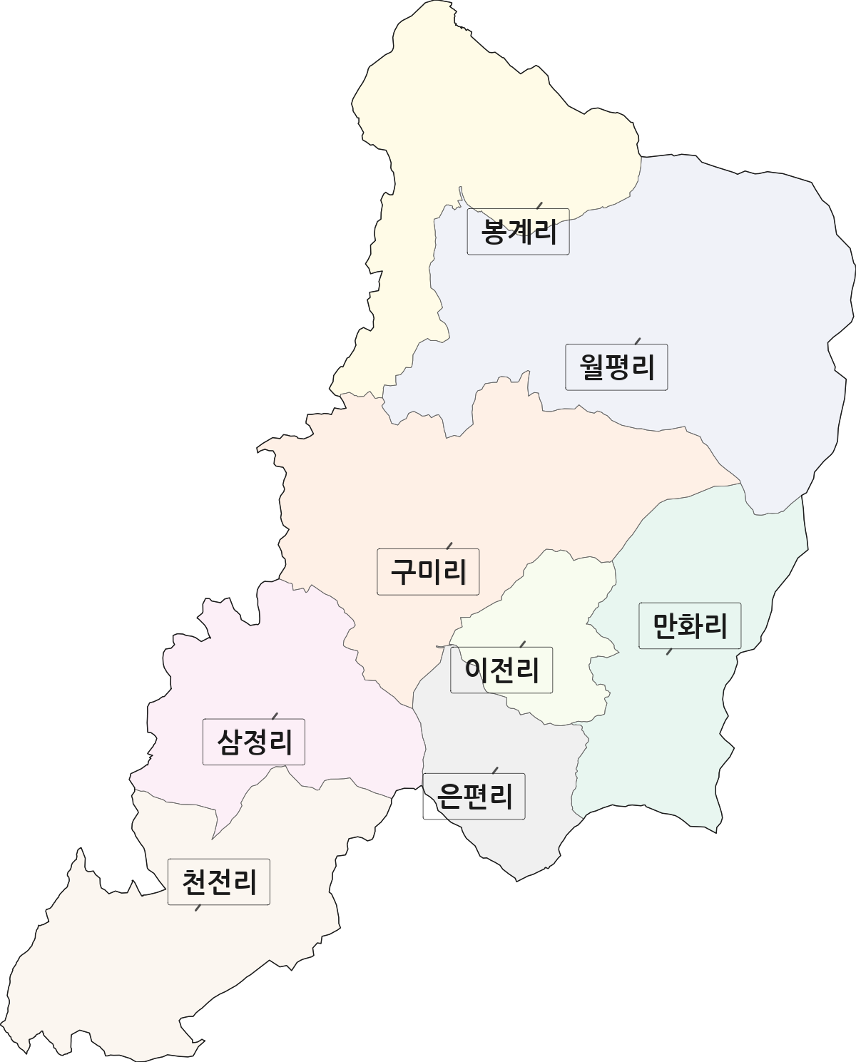 울산광역시 울주군 두동면 법정동 리 구분 행정구역 경계 지도