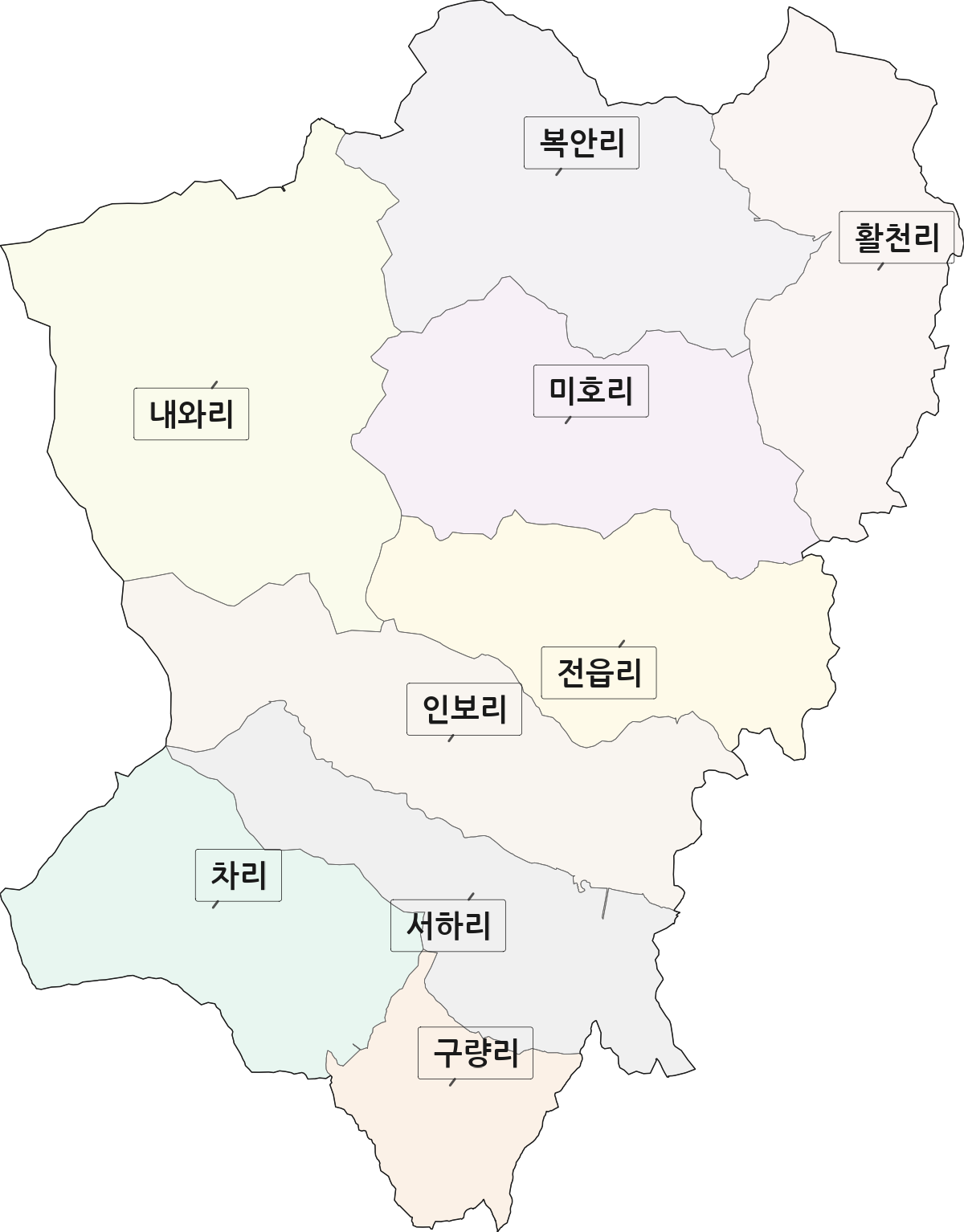 울산광역시 울주군 두서면 법정동 리 구분 행정구역 경계 지도