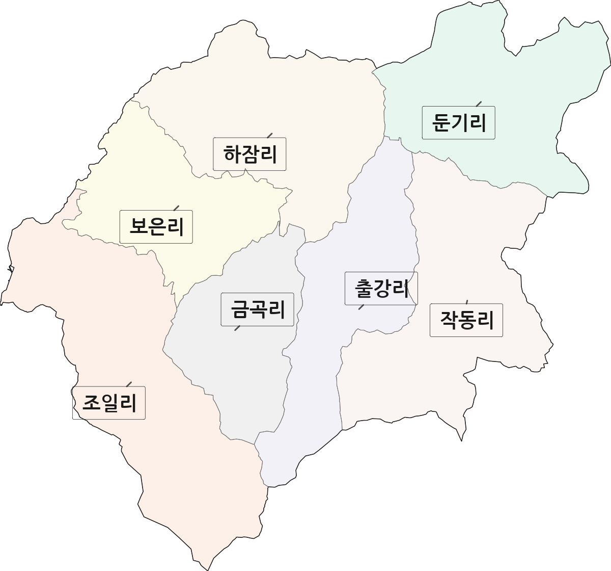 울산광역시 울주군 삼동면 법정동 리 구분 행정구역 경계 지도