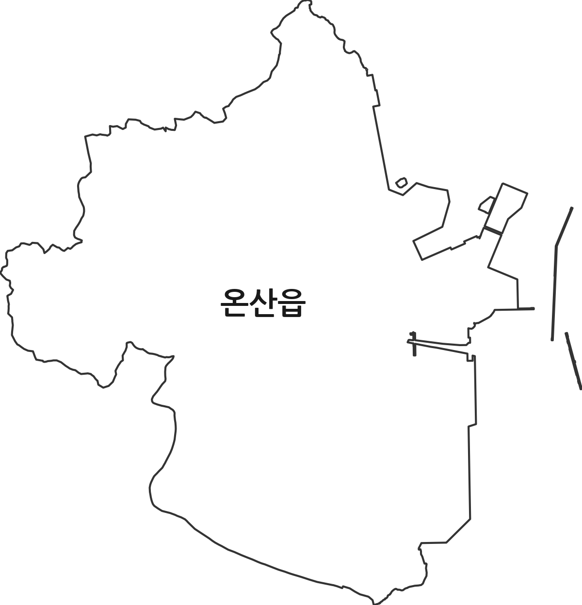 울산광역시 울주군 온산읍 법정동 행정구역 경계 지도