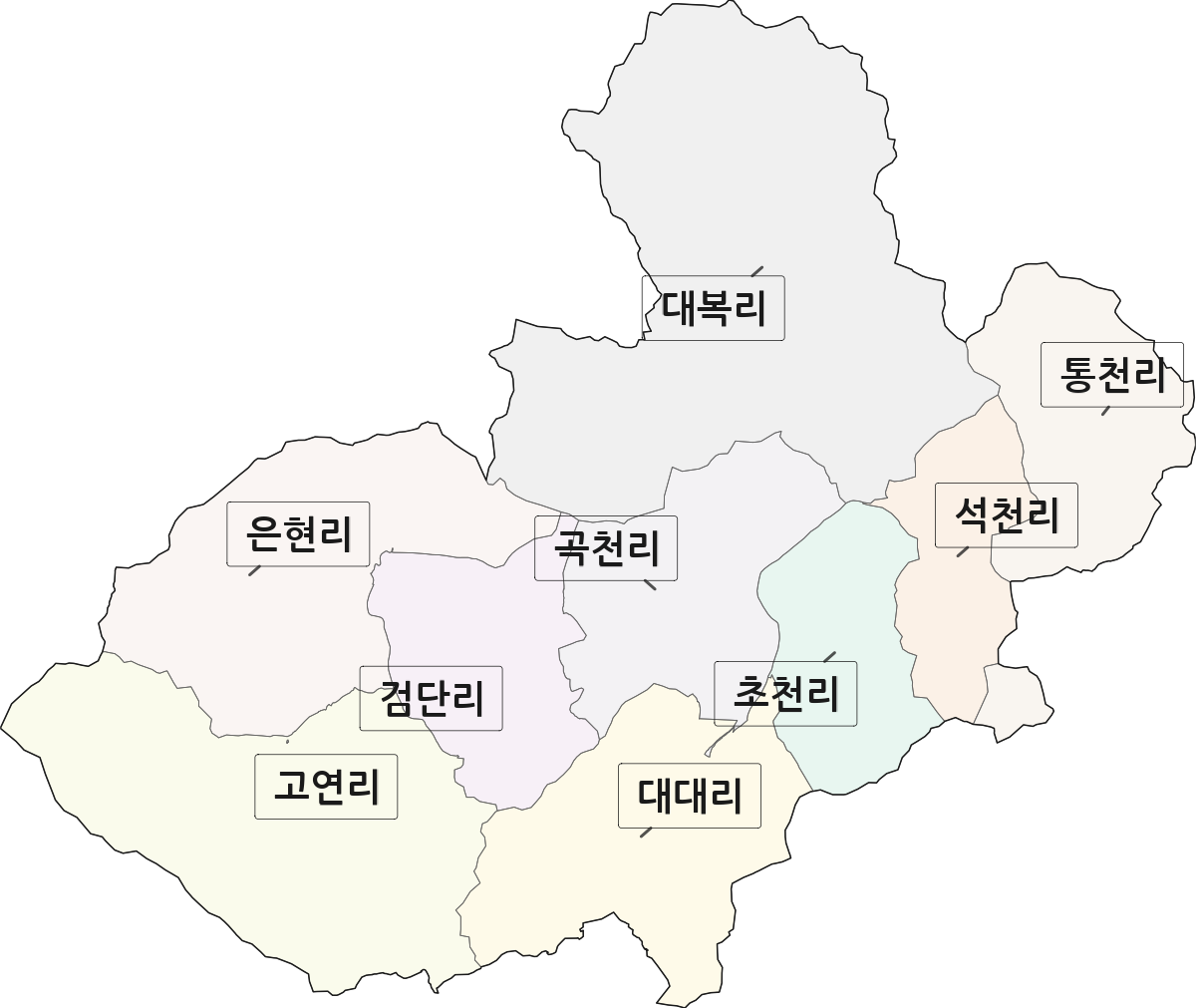 울산광역시 울주군 웅촌면 법정동 리 구분 행정구역 경계 지도
