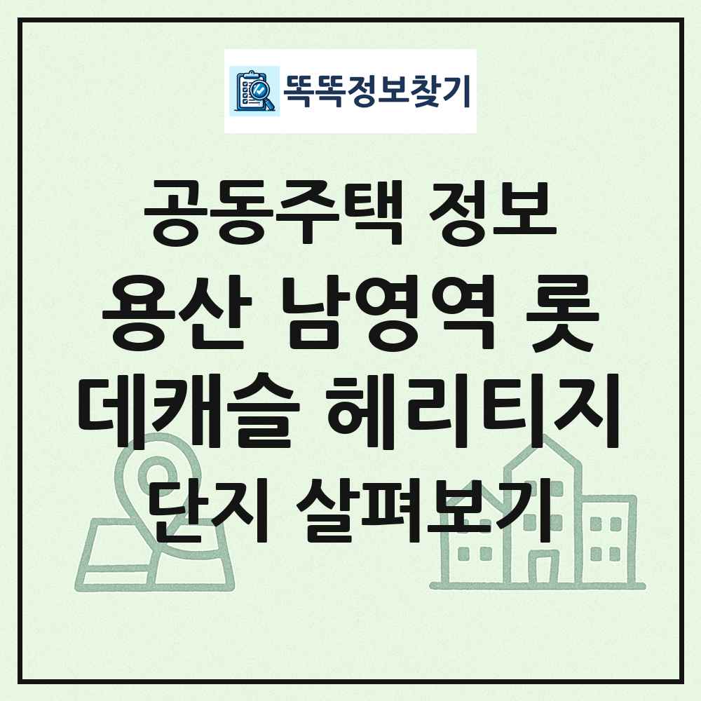 용산 남영역 롯데캐슬 헤리티지 최신 공동주택 정보
