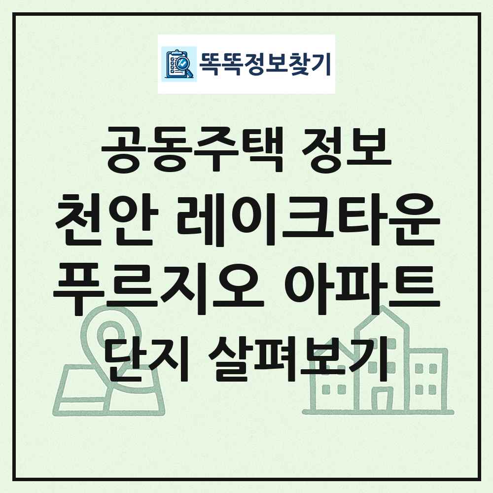 천안 레이크타운푸르지오 아파트 최신 공동주택 정보