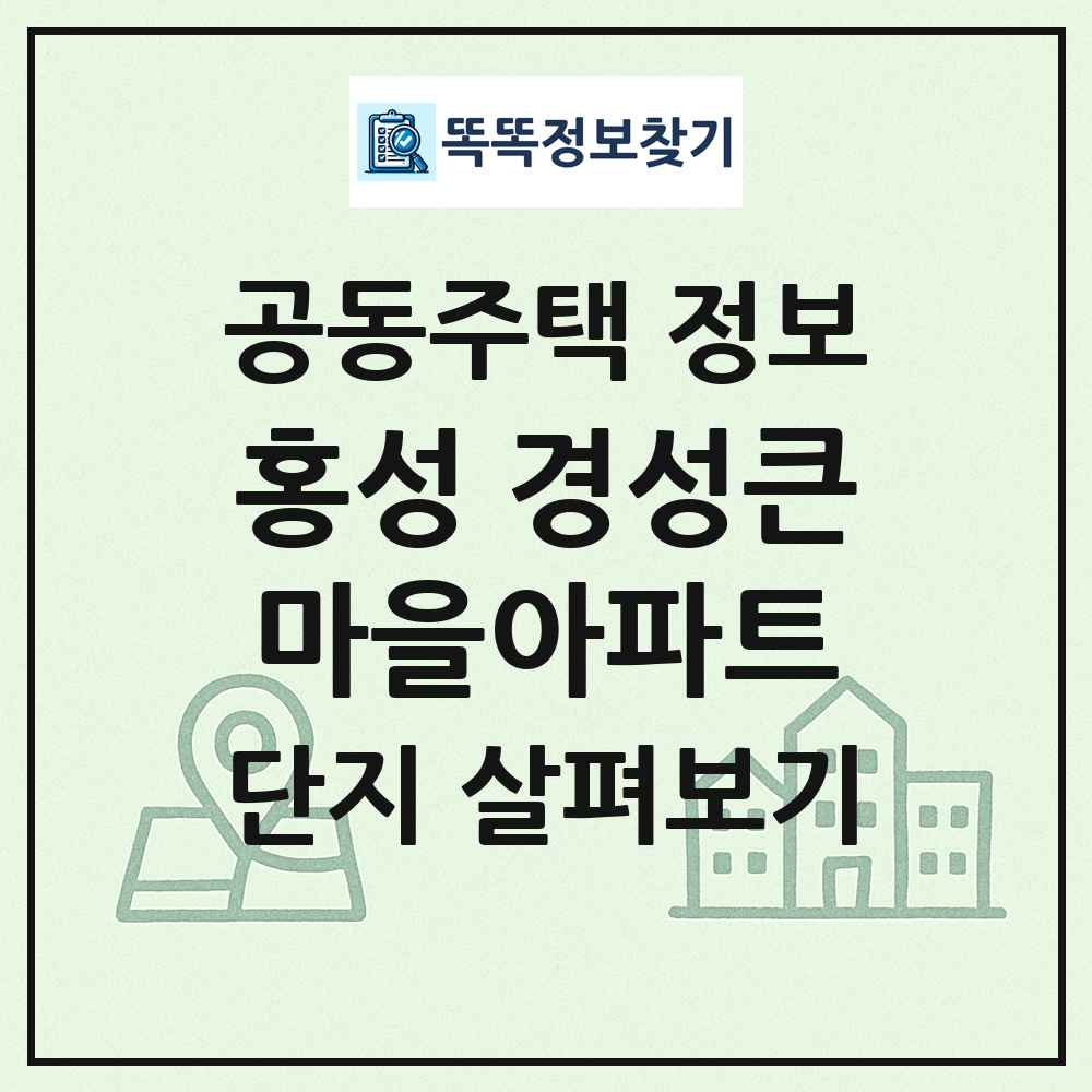 홍성 경성큰마을아파트 최신 공동주택 정보