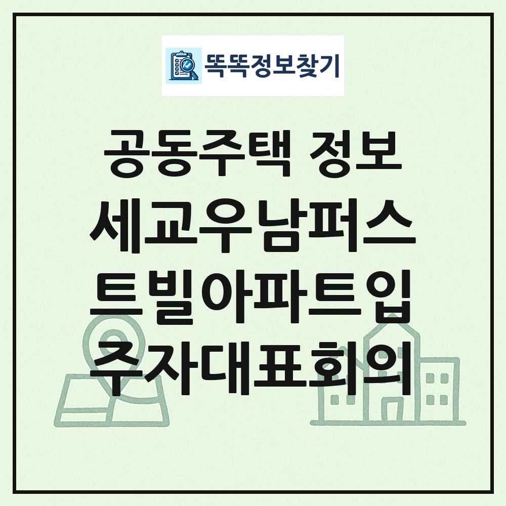 세교우남퍼스트빌아파트입주자대표회의 최신 공동주택 정보