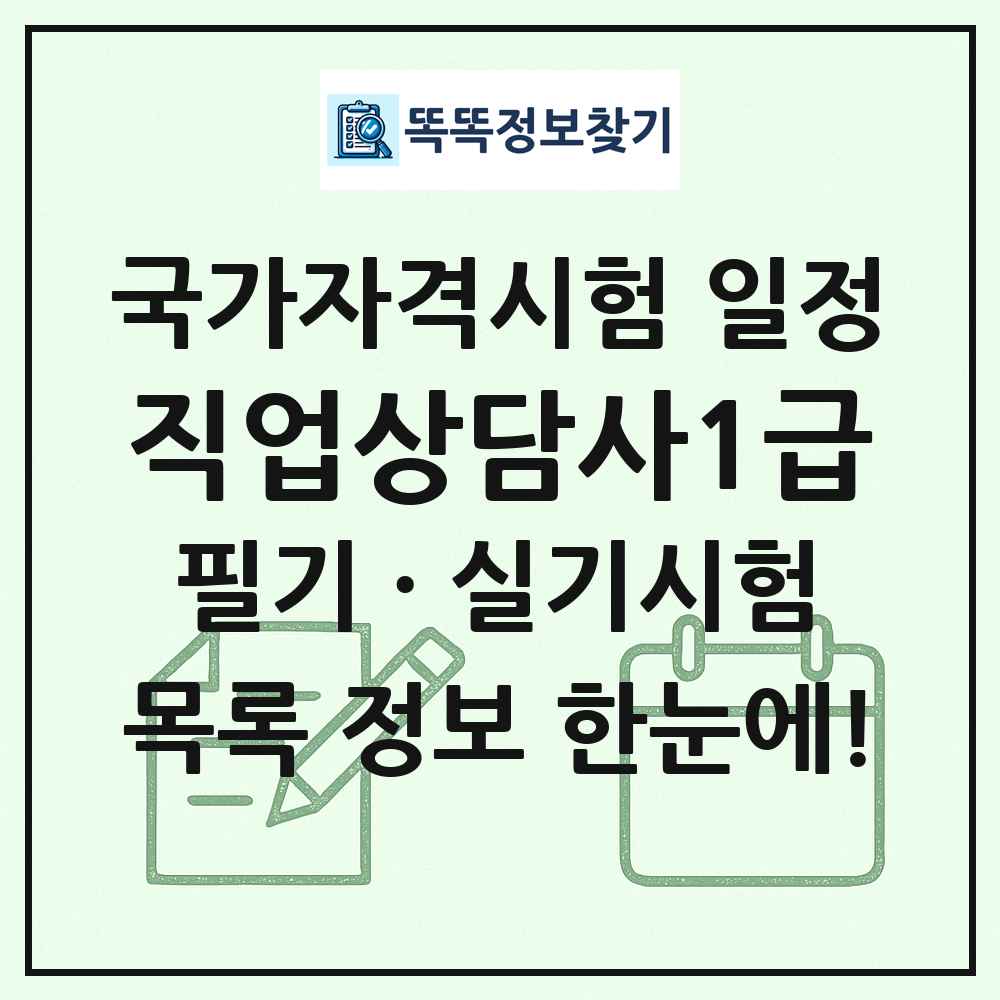 직업상담사1급 국가자격 시험일정 목록