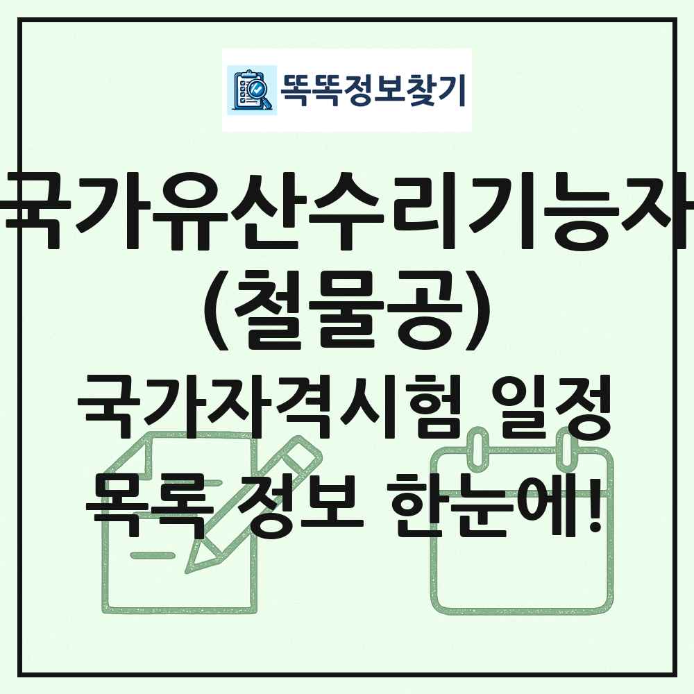 국가유산수리기능자(철물공) 국가자격 시험일정 목록