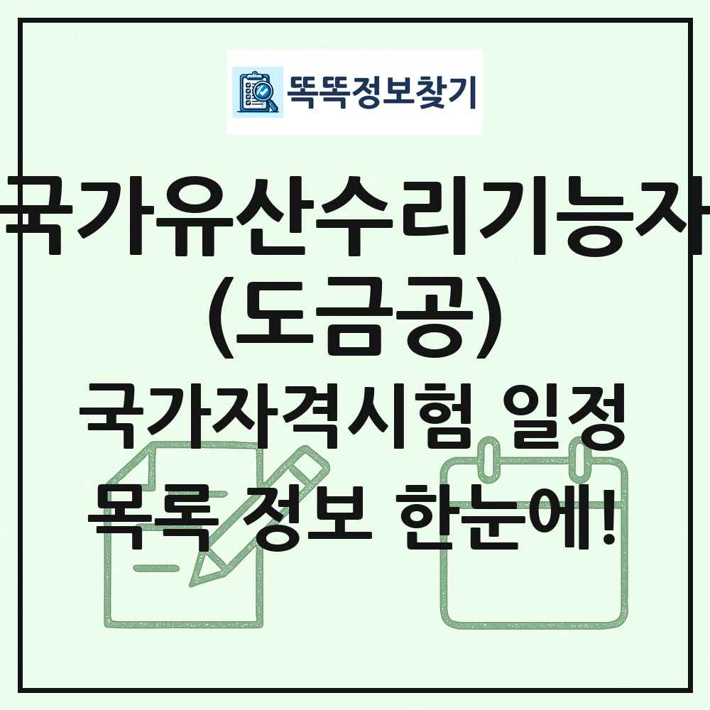 국가유산수리기능자(도금공) 국가자격 시험일정 목록