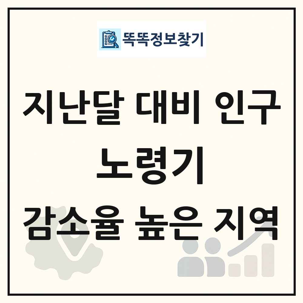 지난달 대비 노령기(65세 이상) 인구수 감소율 높은 지역