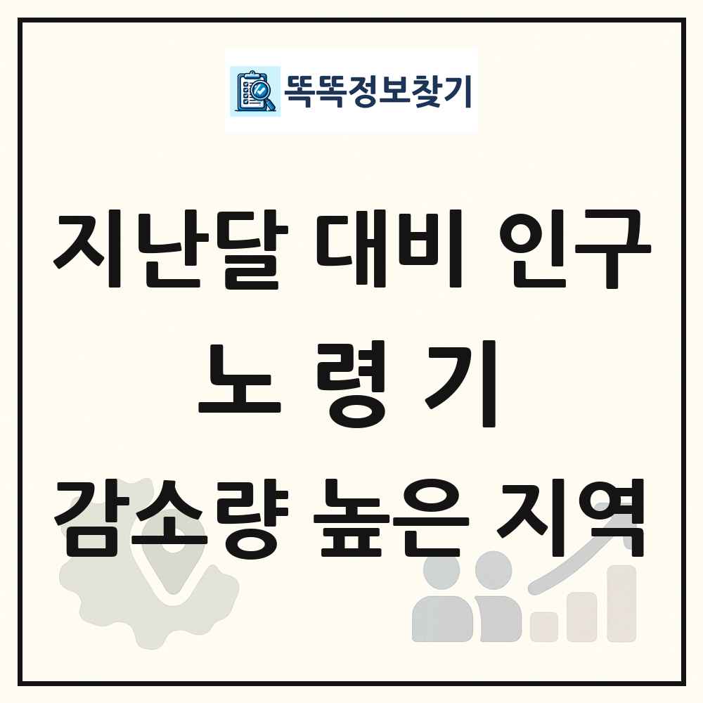 지난달 대비 노령기(65세 이상) 인구수 감소량 높은 지역