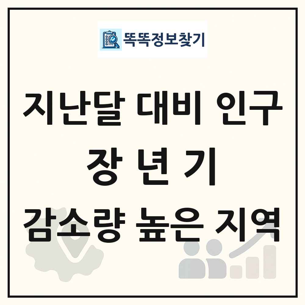 지난달 대비 장년기(50-64세) 인구수 감소량 높은 지역