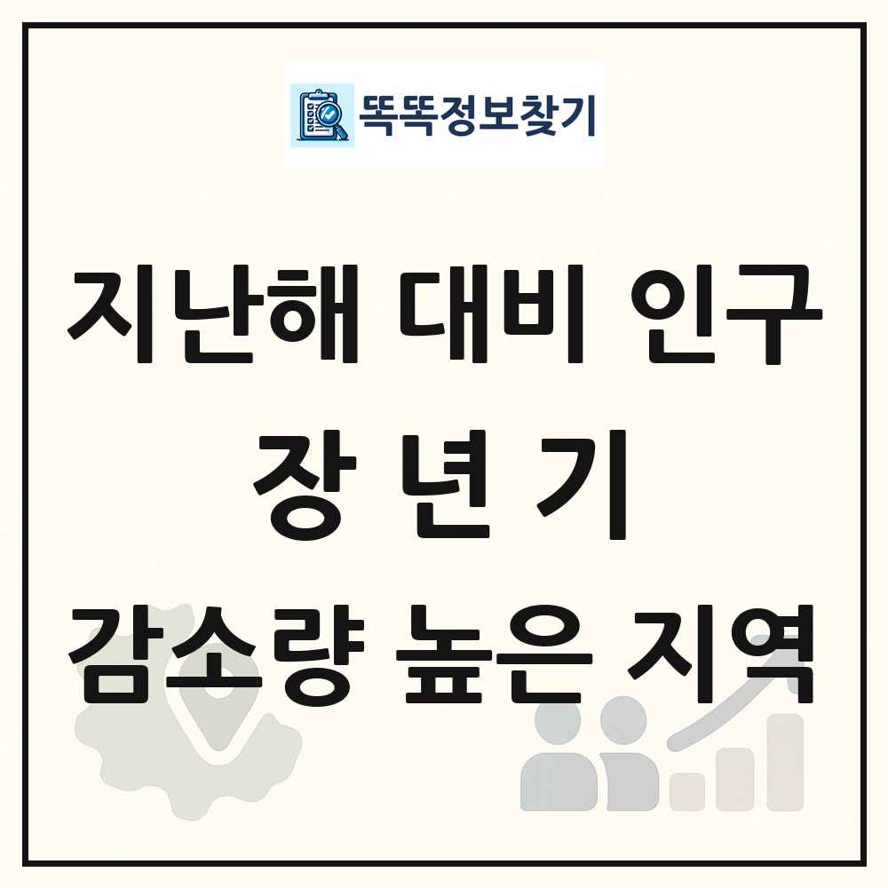 지난해 대비 장년기(50-64세) 인구수 감소량 높은 지역