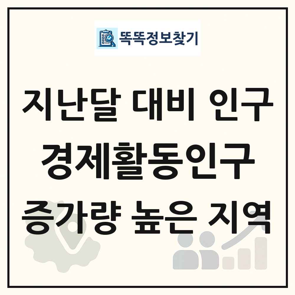 지난달 대비 경제활동인구(15-64세) 인구수 증가량 높은 지역