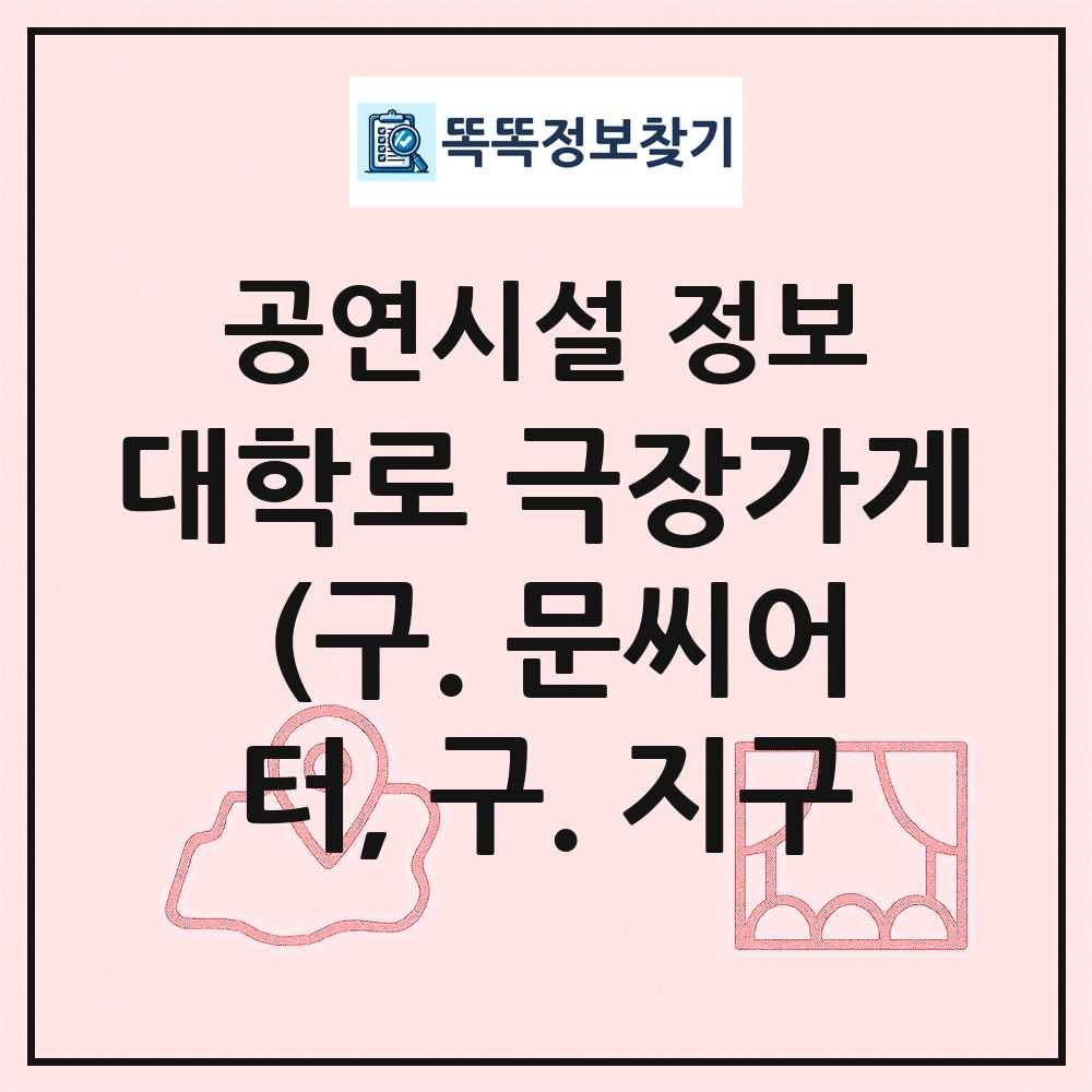 대학로 극장가게 (구. 문씨어터, 구. 지구 최신 공연시설 정보