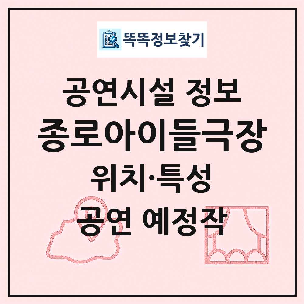 종로아이들극장 최신 공연시설 정보
