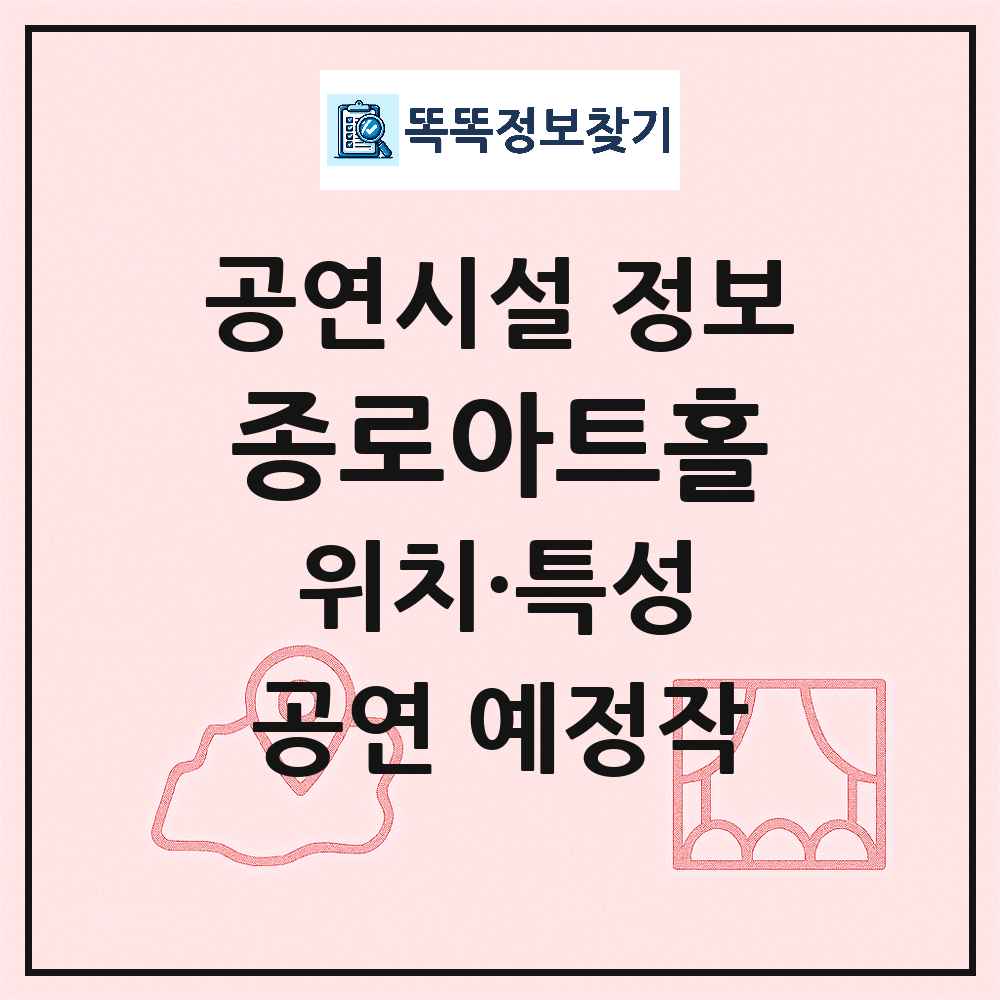 서울 종로구 종로아트홀 민간 대학로 외 공연시설 위치 및 정보